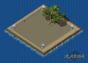 传奇地图素材 海上擂台 新人等待 动态复古独立地砖 无缝封边