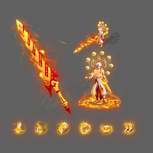 传奇剑甲素材 单职业神器 白发天尊 男衣服武器含首饰套装素材