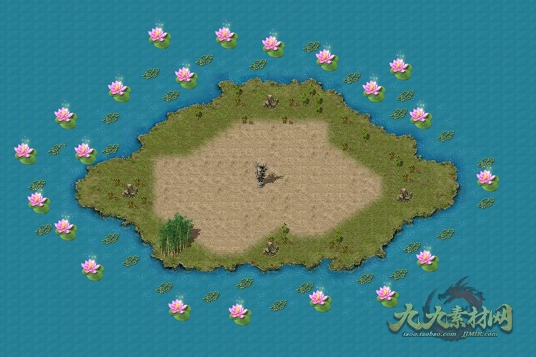 传奇地图素材 荷花池 新人等待 高清动态独立地砖 无缝封边