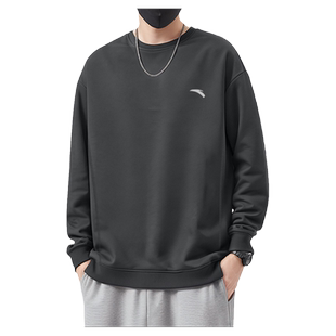 安踏男款卫衣秋冬季新款加厚长袖无帽外套休闲男装百搭潮流套头衫