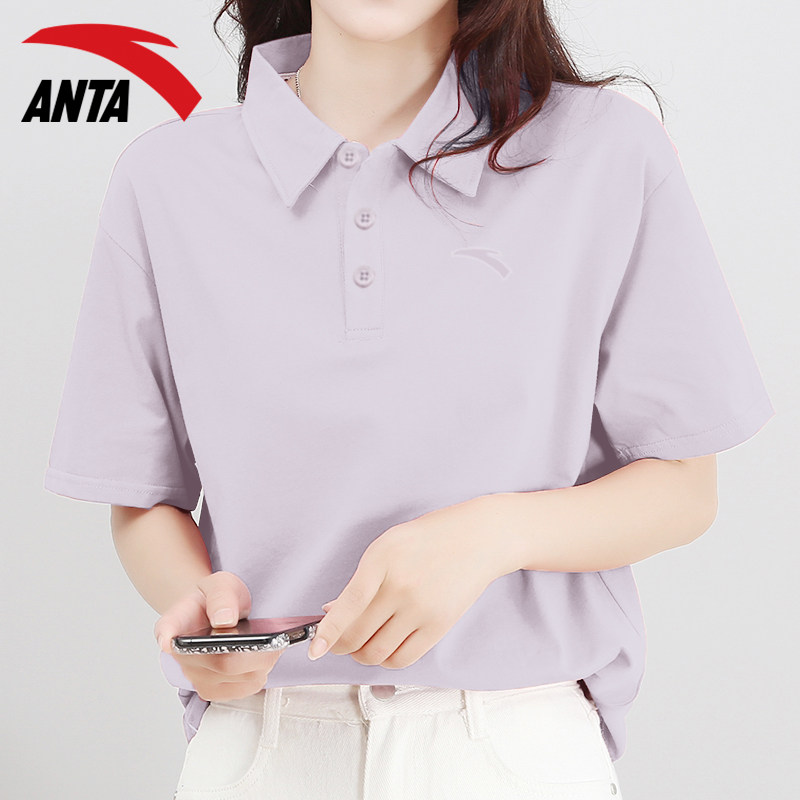 安踏polo衫短袖女t恤冰丝夏季半袖有领衣服t体恤运动上衣品牌女装