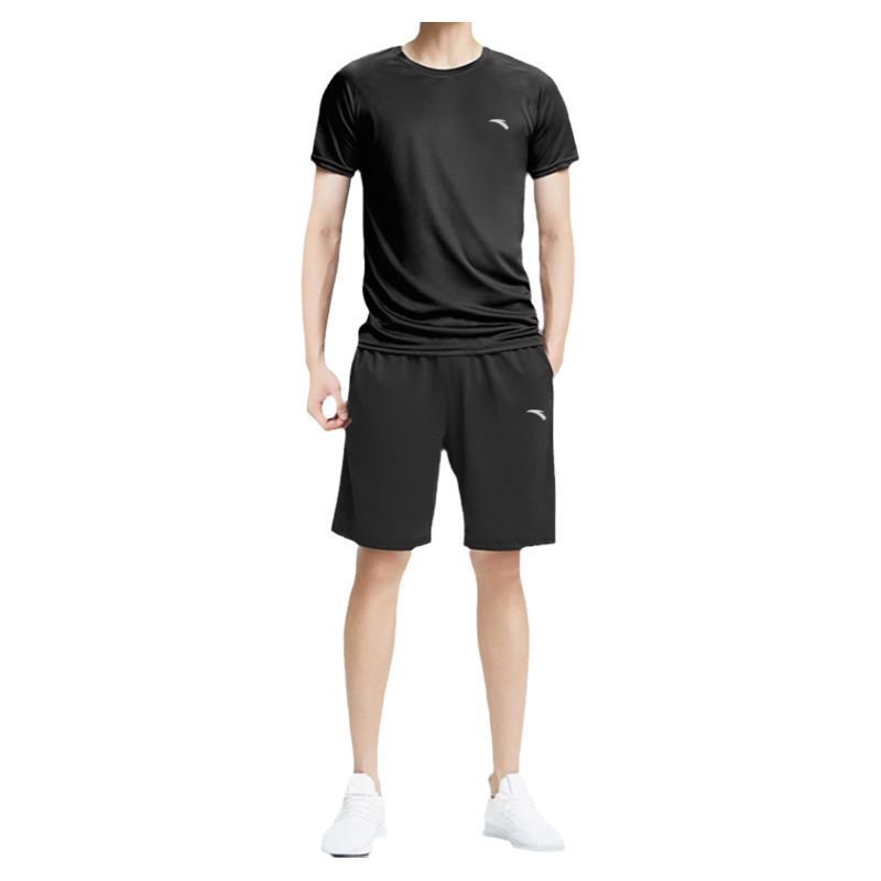 安踏运动套装男士短款夏装透气短袖速干衣服男生跑步休闲健身套装