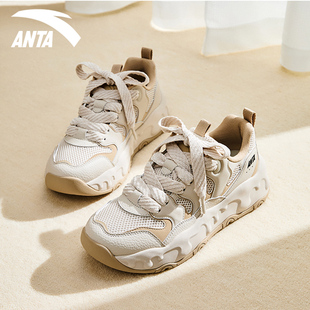 轻便官方复古运动鞋 安踏老爹鞋 新款 2026春季 女奶糖厚底休闲面包鞋