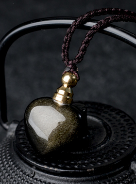 天然水晶金耀石香薰可装香水精油胎毛发男女空瓶生日吊坠情侣项坠