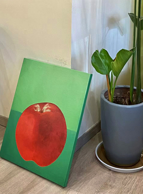 包豪斯红苹果客厅装饰画波普风艺术挂画摆画立体感无框画背景墙画