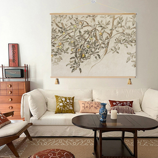 中古风果树客厅餐厅装饰画卧室床头沙发背景挂画民宿电表箱遮挡画