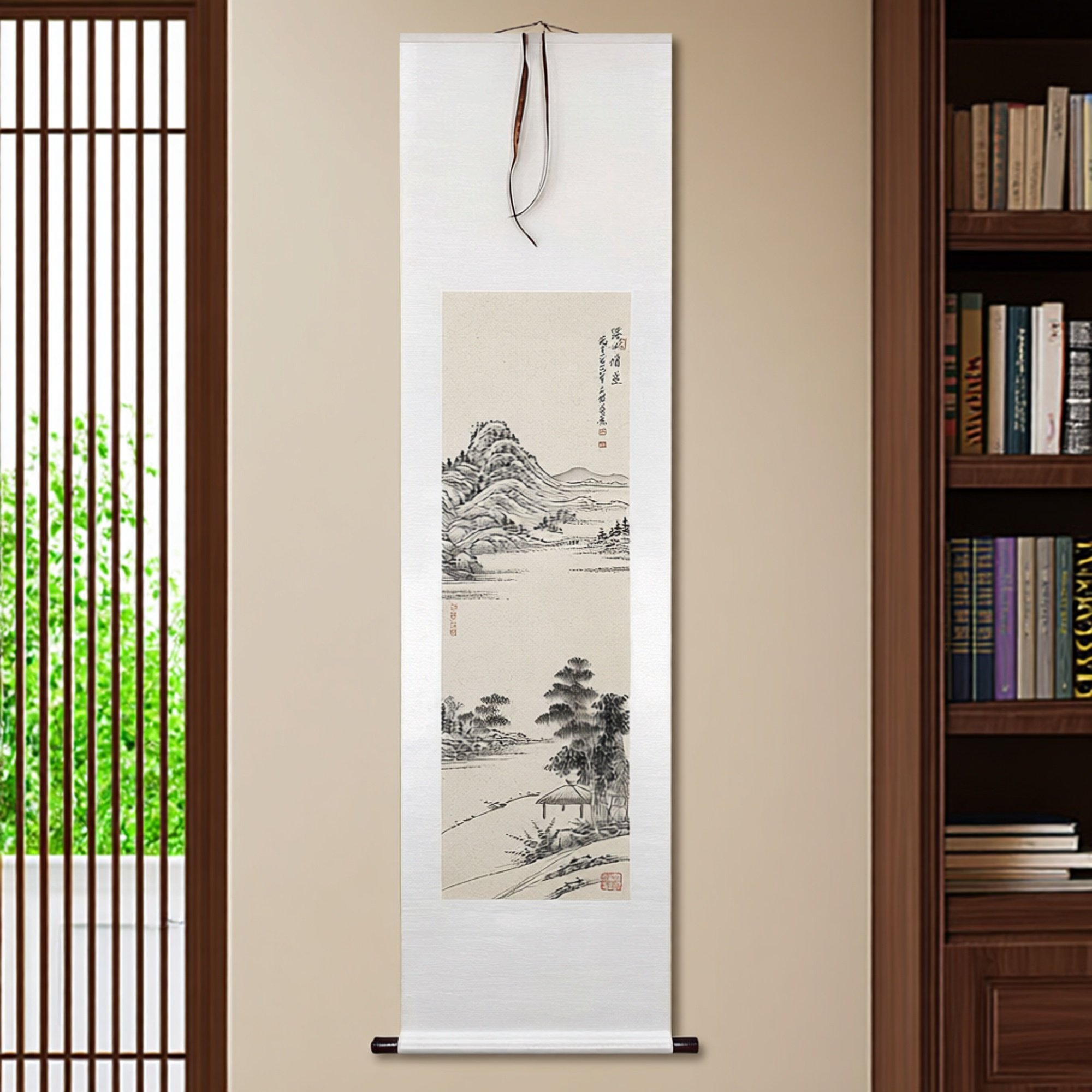 纯手绘国画写意山水画客厅办公室挂画真迹字画水墨画书画作品卷轴