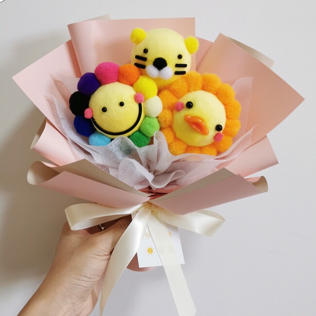 可爱笑脸花动物造型卡通花束生日节日纪念日朋友创意可爱温暖礼物