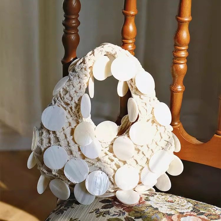 UGALS仙女手工编织贝壳饺子云朵欧美时尚气质百搭晚宴单肩手拿包