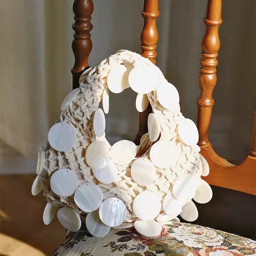 UGALS仙女手工编织贝壳饺子云朵欧美时尚气质百搭晚宴单肩手拿包