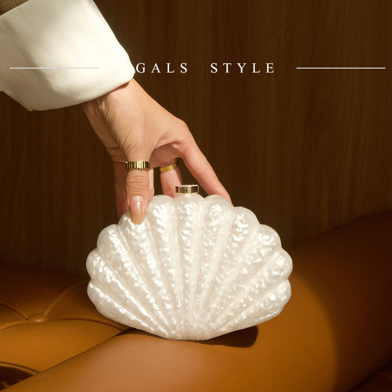 UGALS法式复古高级感陨石小扇贝贝壳造型迷你晚宴小包手拿斜挎包