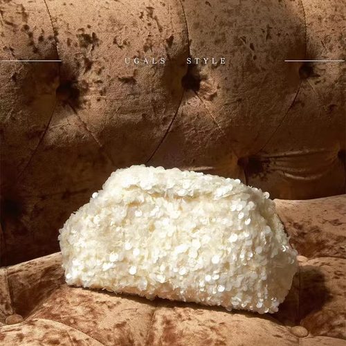 UGALS秋冬法式复古小众鱼鳞亮珠片云朵饺子时尚百搭手拿斜挎小包