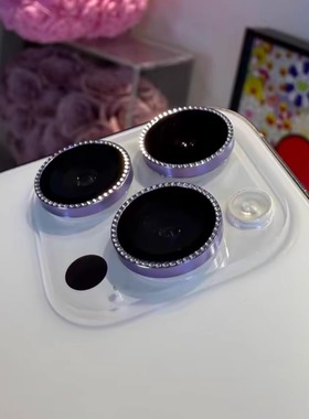 雕刻钻炫彩镜头膜适用苹果17/16/15promax高清钢化膜玻璃14摄像头保护贴13镜头圈