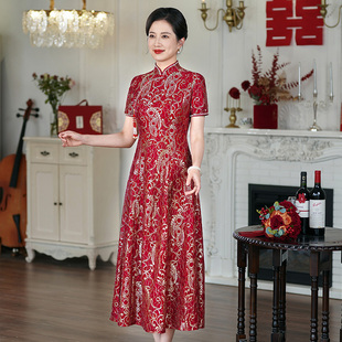 2025新款婚宴礼服喜婆婆中国风妈妈旗袍裙 高贵微胖喜庆敬酒礼服