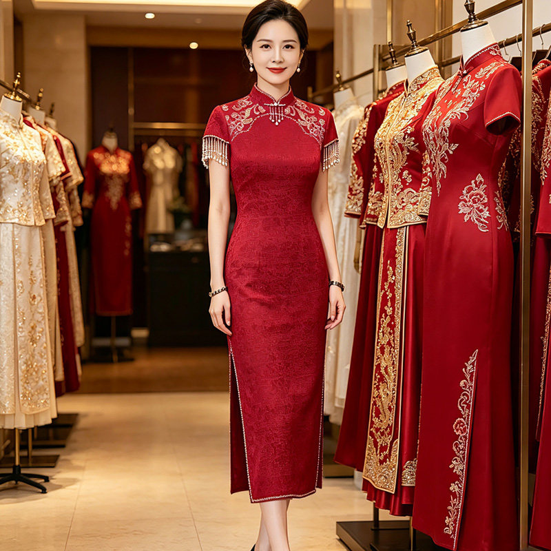 小个子中长款喜宴礼服婚宴裙