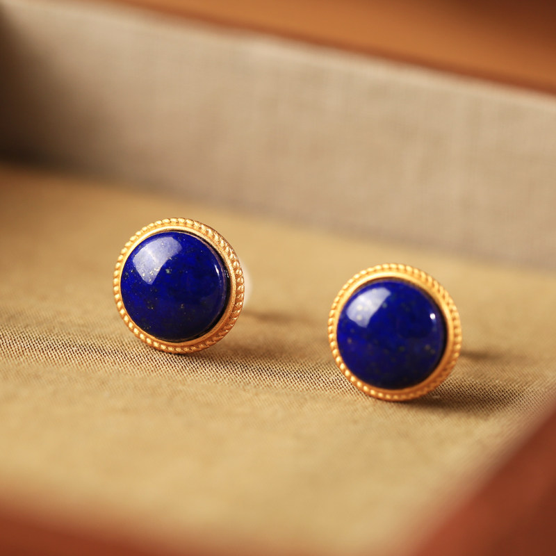 小银匠天然青金石纯银耳钉女法式复古高级蓝色蓝宝石轻奢耳饰耳环,饰品/流行首饰/时尚饰品新,耳钉,淘宝优惠券,粉丝福利购,淘宝优惠卷