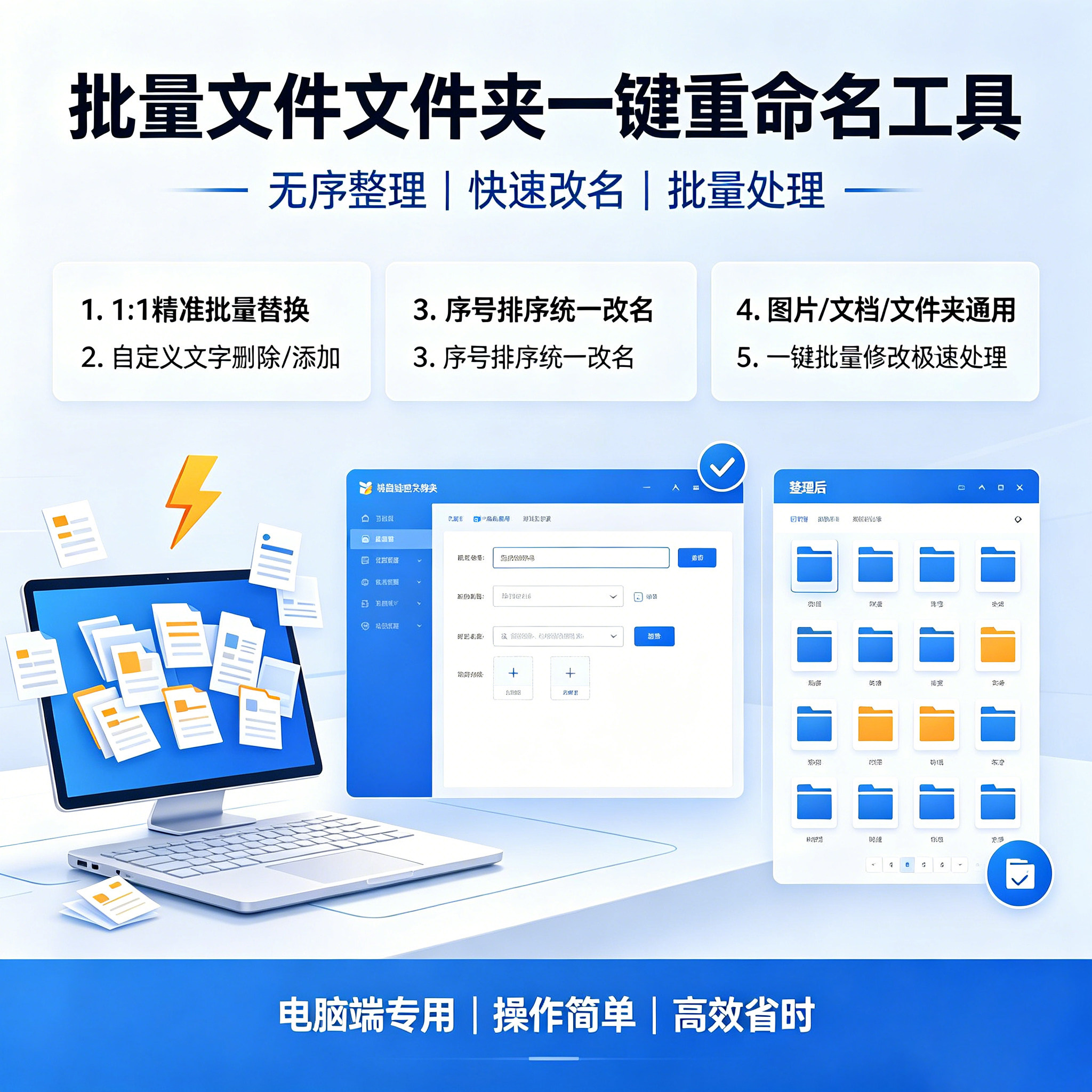 文件文件夹批量重命名改名工具处理无序删除添加替换一键修改软件