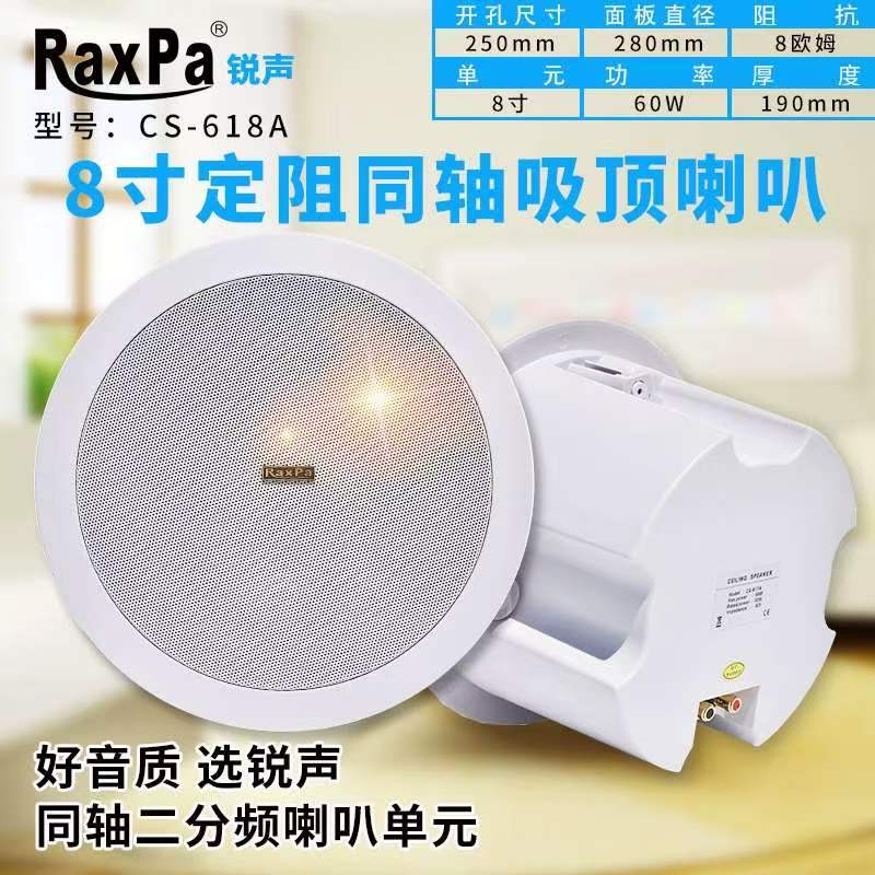 公共广播定阻吸顶喇叭 同轴无边框蓝牙环绕低音音箱 商用背景音乐