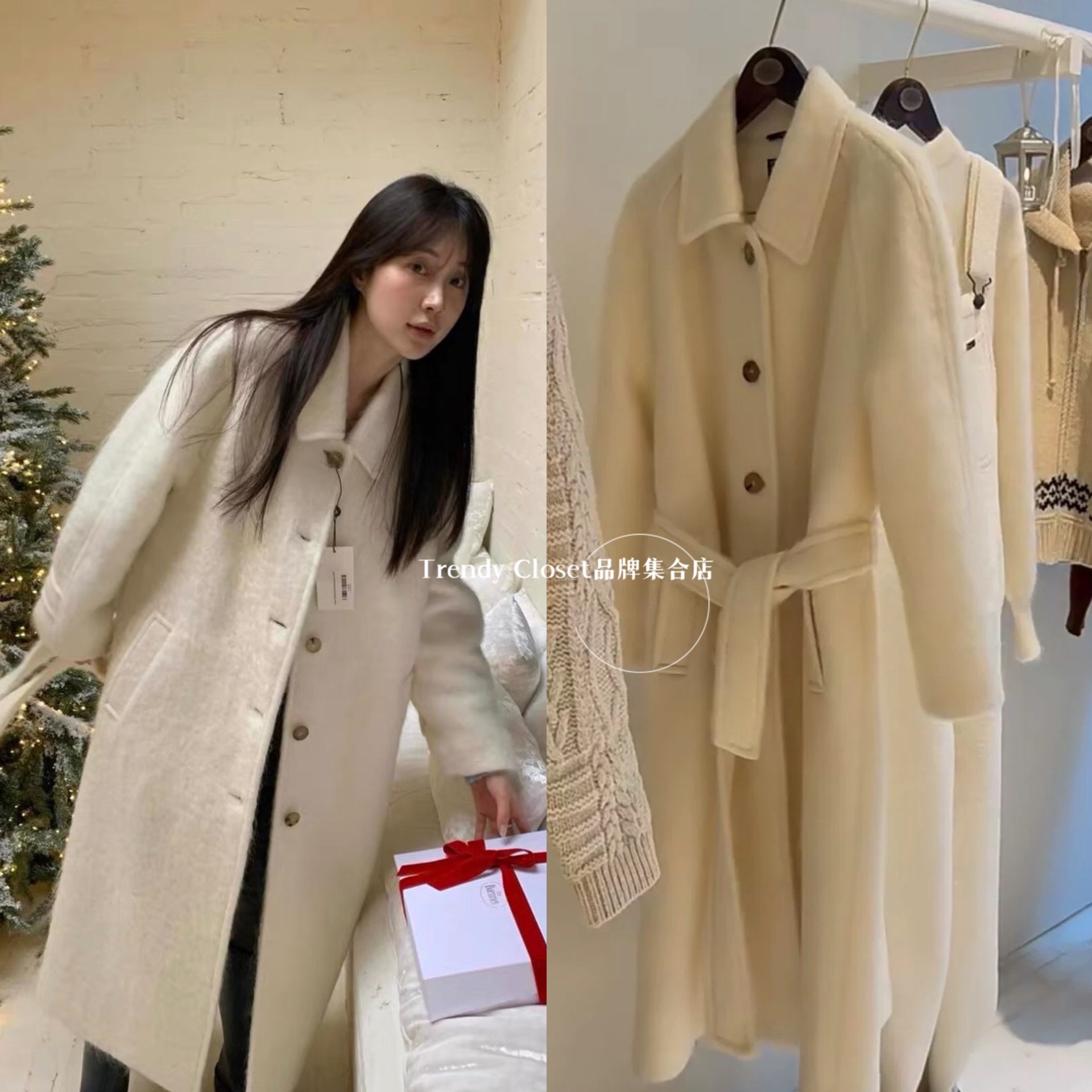 买手店 thebarnnet 2024新款 八奶白色单排扣长款大衣毛呢外套女,女装/女士精品,毛呢外套,淘宝优惠券,粉丝福利购,淘宝优惠卷