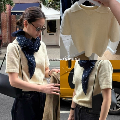 国内现货 The Barnnet 2025冬季新款 八奶羊毛针织短袖毛衣女