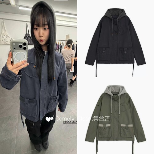 韩国代购 oheshio 26秋冬新款 ROUND POCKET FISHTAIL夹克外套女
