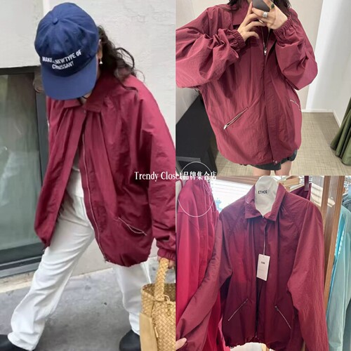 国内现货 Ethos 25春季新款 复古宽松拉链立领尼龙冲锋衣外套风衣