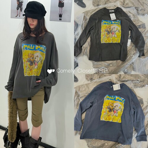 韩国买手店 OPEN YY 26早秋新款 时尚休闲宠物俱乐部摇滚长袖上衣