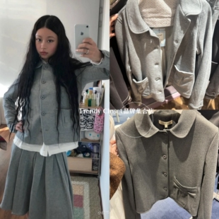 部分现货 coyseio 25秋冬新款 减龄娃娃领外套百褶半身裙中套装女