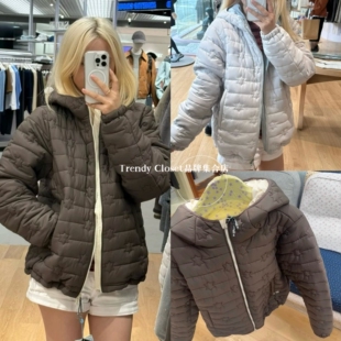 买手店 coyseio 2025冬季新款 学院风星星图案可爱连帽棉服外套女