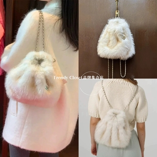 韩国现货 the barnnet 八奶 25新款 可爱毛绒绒链条迷你双肩背包