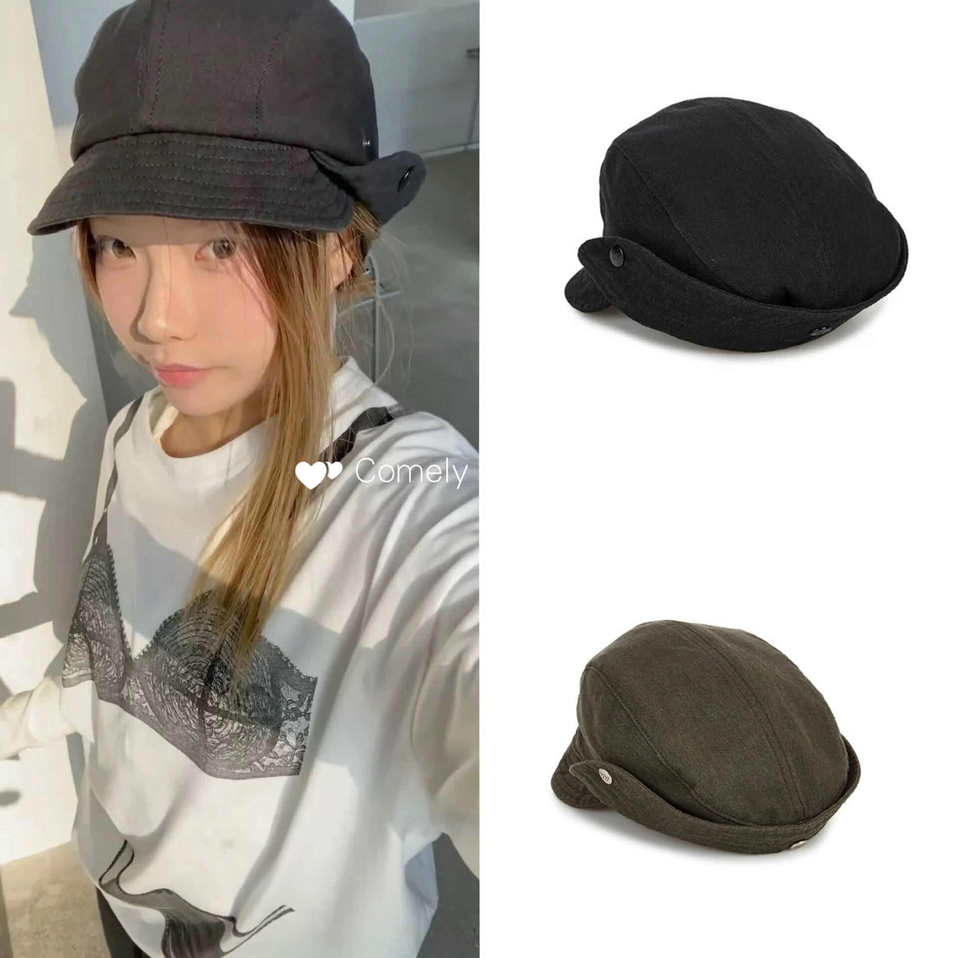 韩国采购 OPEN YY 2026早春新款 工装风日系水桶贝雷帽报童包女