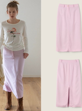 韩国现货 sienne boutique 26新款 复古高级优雅端庄粉色半身裙女