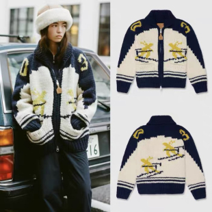 现货 Urbanic30 秋冬新款 复古Alpine滑雪拉链针织衫开衫毛衣外套