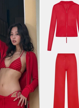 在途现货 Jennie同款  Frankies Bikinis 拉链连帽卫衣阔腿裤套