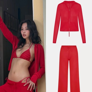 在途现货 Jennie同款  Frankies Bikinis 拉链连帽卫衣阔腿裤套