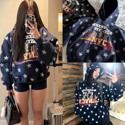 设计师品牌 whenever ins 2025新款 时尚气质减龄短款女神卫衣女