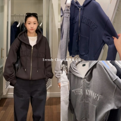 北京现货 The Barnnet 25秋冬新款 八奶复古字母贴布抽绳卫衣外套