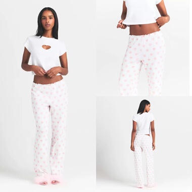 买手店 SKIMS 情人节LOGO POINTELLE STRAIGHT LEG PANT 居家长裤