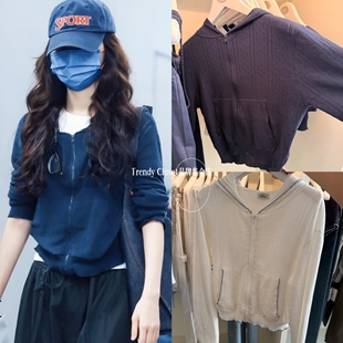 章若楠同款 the barnnet 25秋冬新款 八奶显瘦连帽拉链卫衣外套女