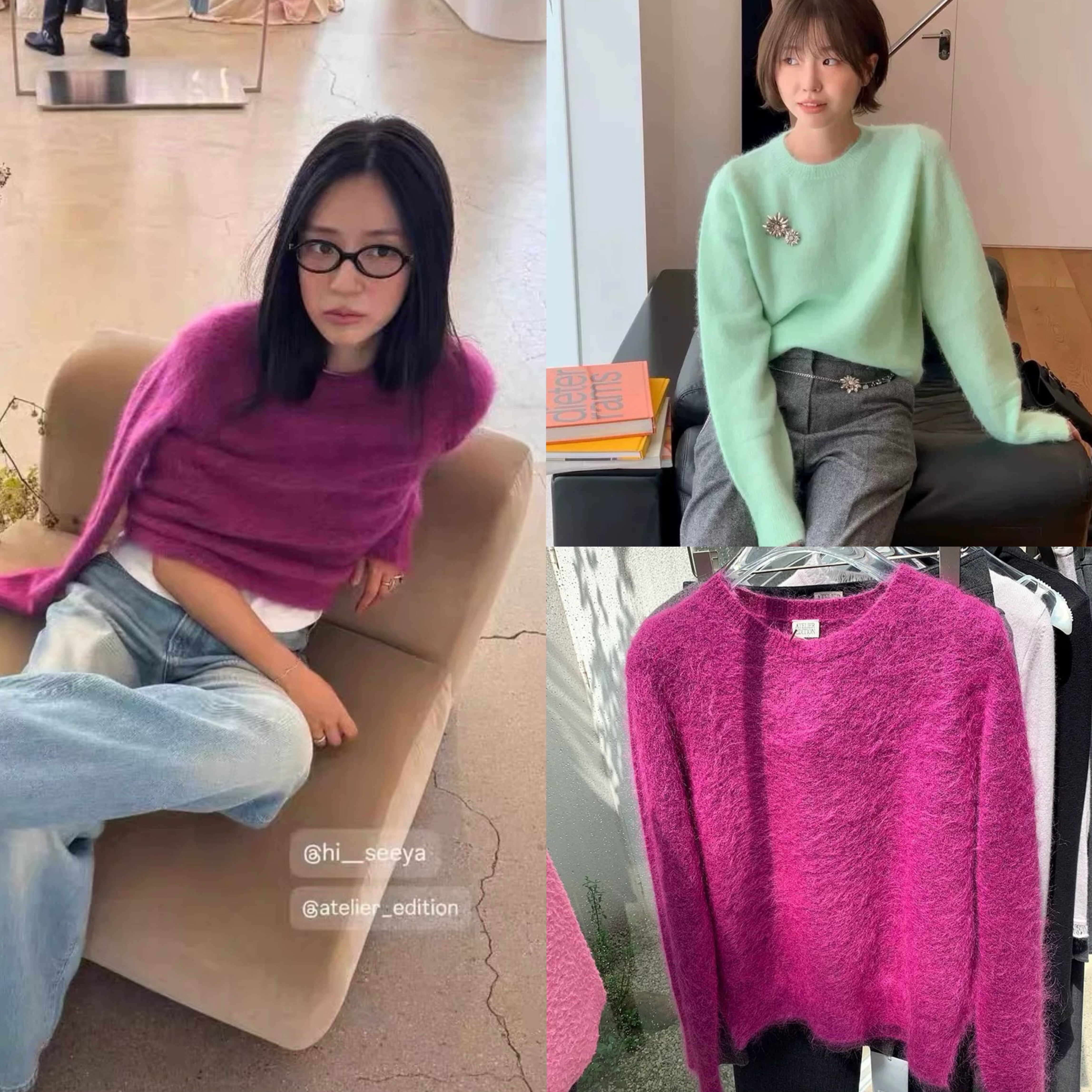 现货 ATELIER EDITION 25冬季新款慵懒风宽松圆领针织衫毛衣女