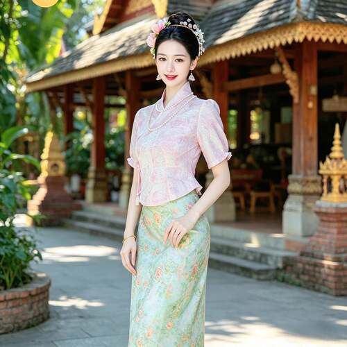 西双版纳傣族舞服女民族风收腰显瘦两件套旅游拍照日常可穿