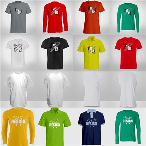 ps样机03 男士短袖无袖长袖t恤polo衫衣服服装图案ps样机贴图素材