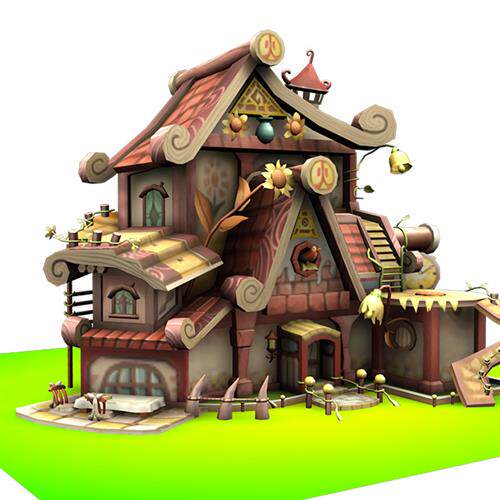 maya模型场景3dmax卡通房子c4d屋子参考图带obj fbx展uv贴图02265