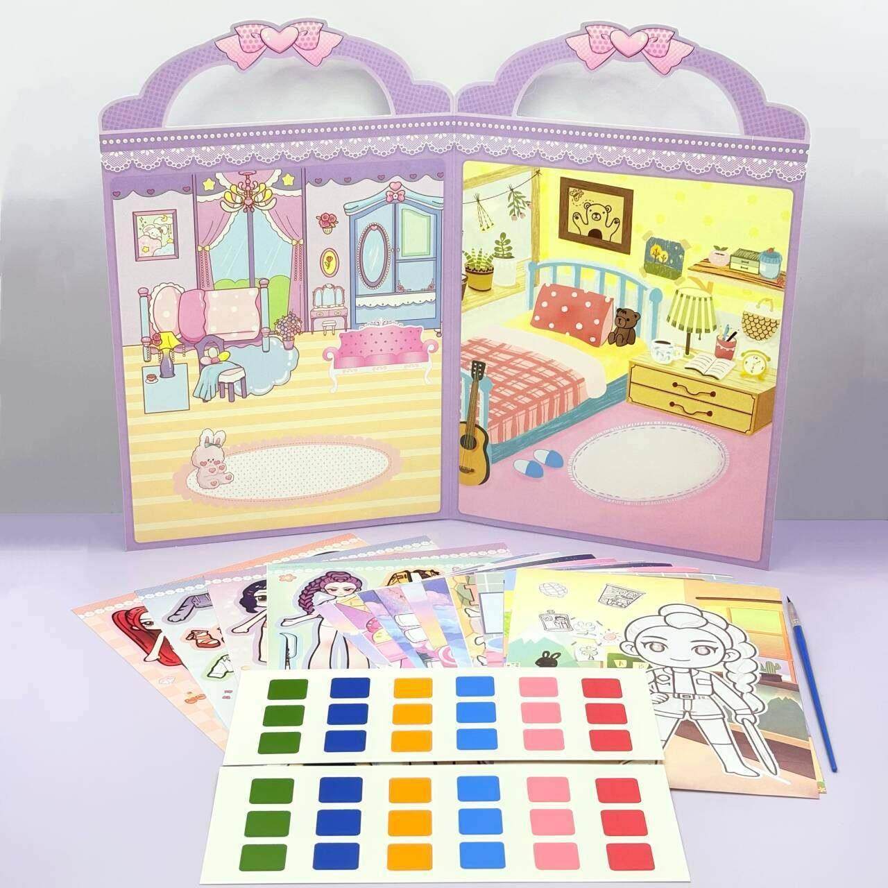 跨境新款kpop猎魔女团手提涂色换装贴明星场景女孩diy趣味贴纸画,玩具/童车/益智/积木/模型,手工创意粘贴类,淘宝优惠券,粉丝福利购,淘宝优惠卷