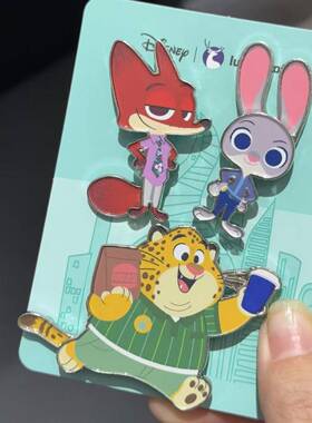 Zootopia疯狂动物城2合金徽章亚克力旋转冰箱贴朱迪尼克纪念收藏