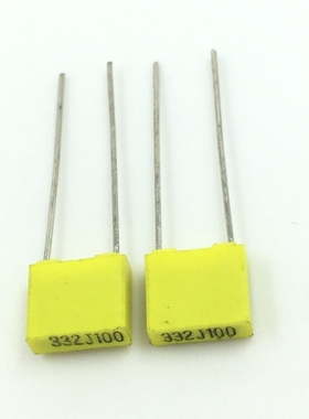 332J100 校正电容 100V 332J  黄色直插两脚 电容器