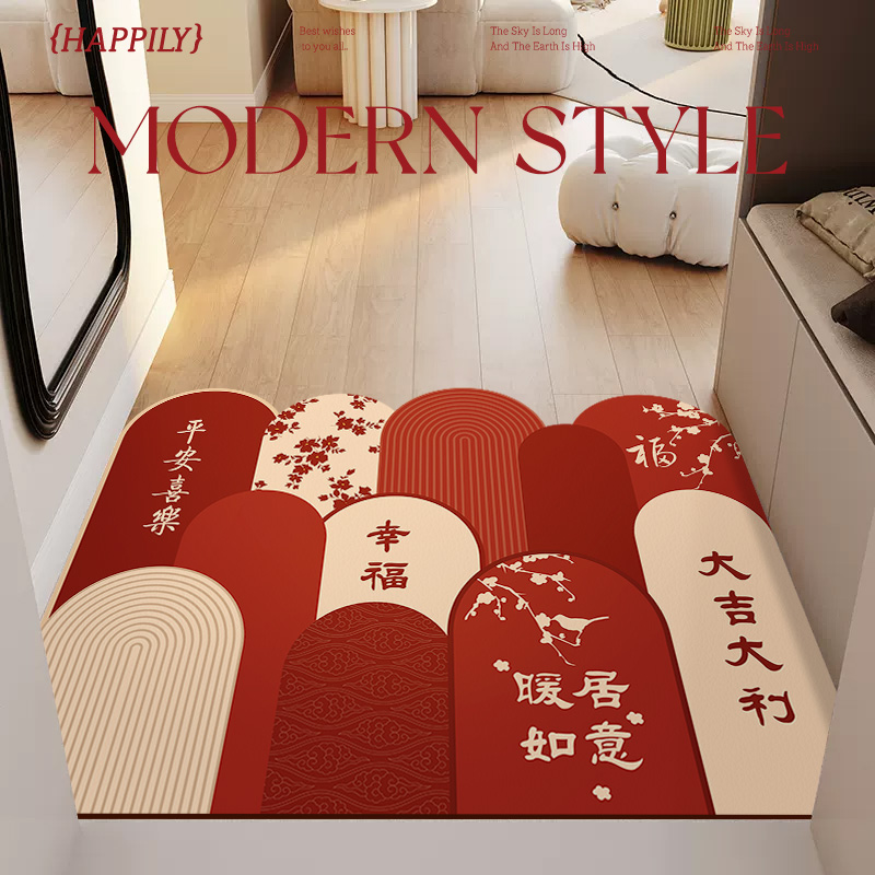 入户门垫进门脚垫2025新款门口耐脏防滑红色pvc免洗皮革玄关地毯