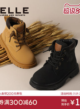 百丽童鞋儿童马丁靴加绒保暖