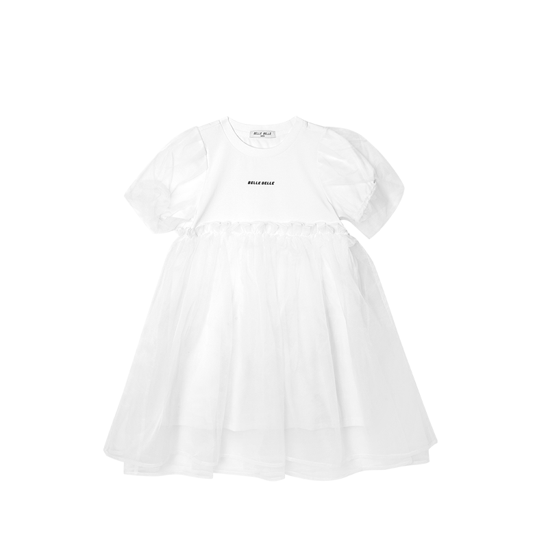 BelleBelle夏季女童针织网纱裙