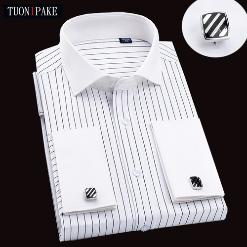 法式衬衫长袖修身商务正装温莎领